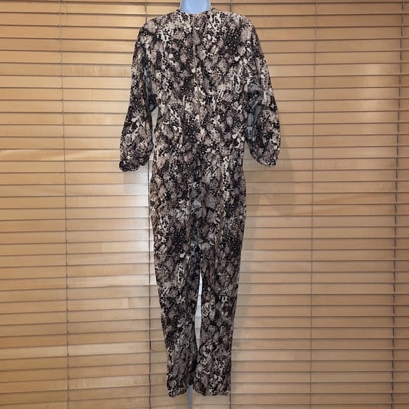 Saloni Phyton Print 100% Linen- Anthracite Jumpsuit - Picture 7 of 12